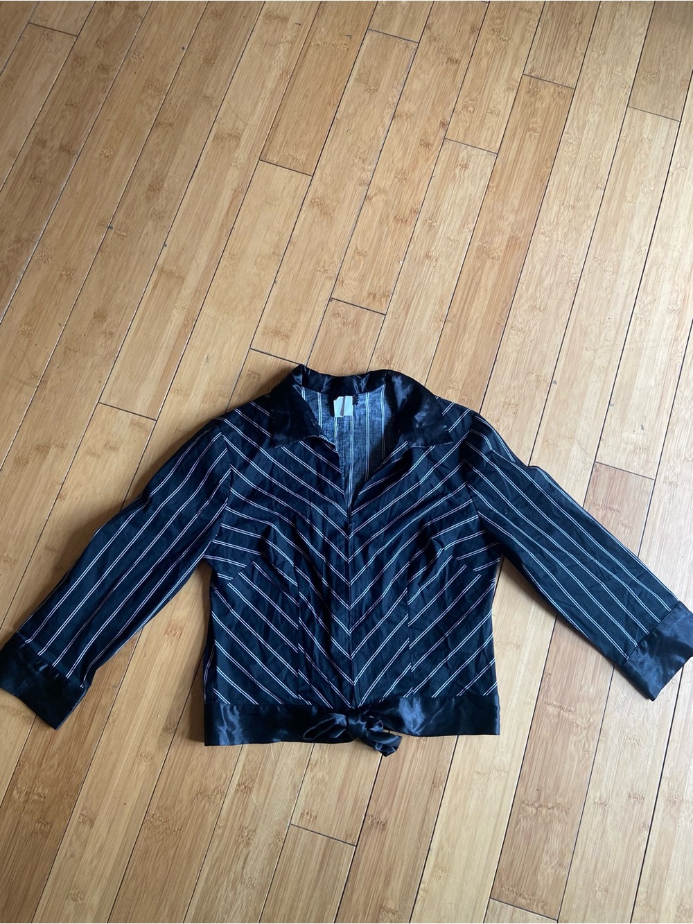 HeartSoul Black Blouse with White Pinstripes